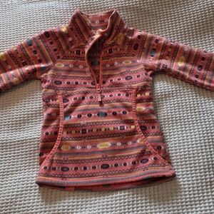 Roxy Girls Coral Pink Patterned Fleece Pullover